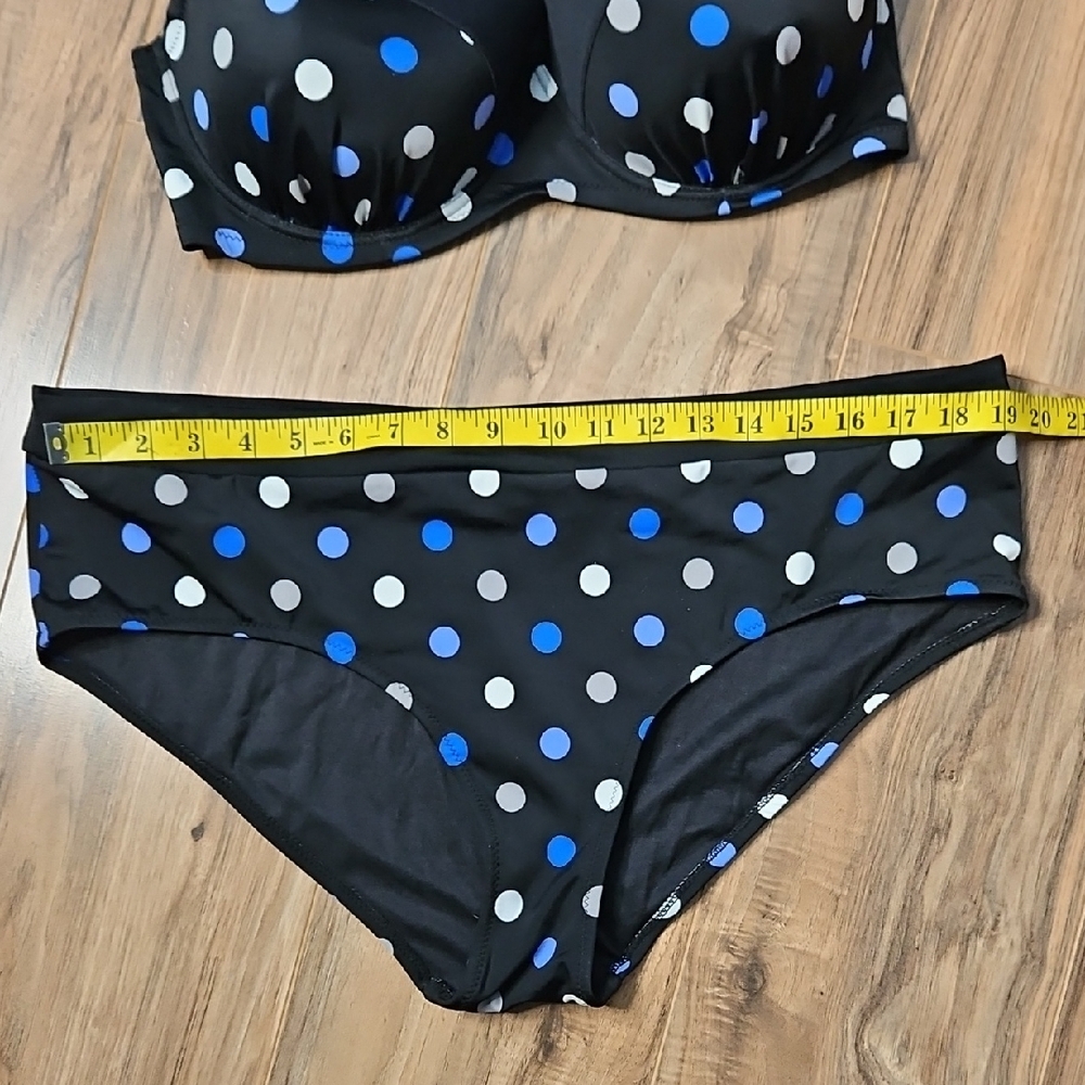 Polka Dot Plus Size Bikini - Black and Blue NWOT - Picture 6 of 15